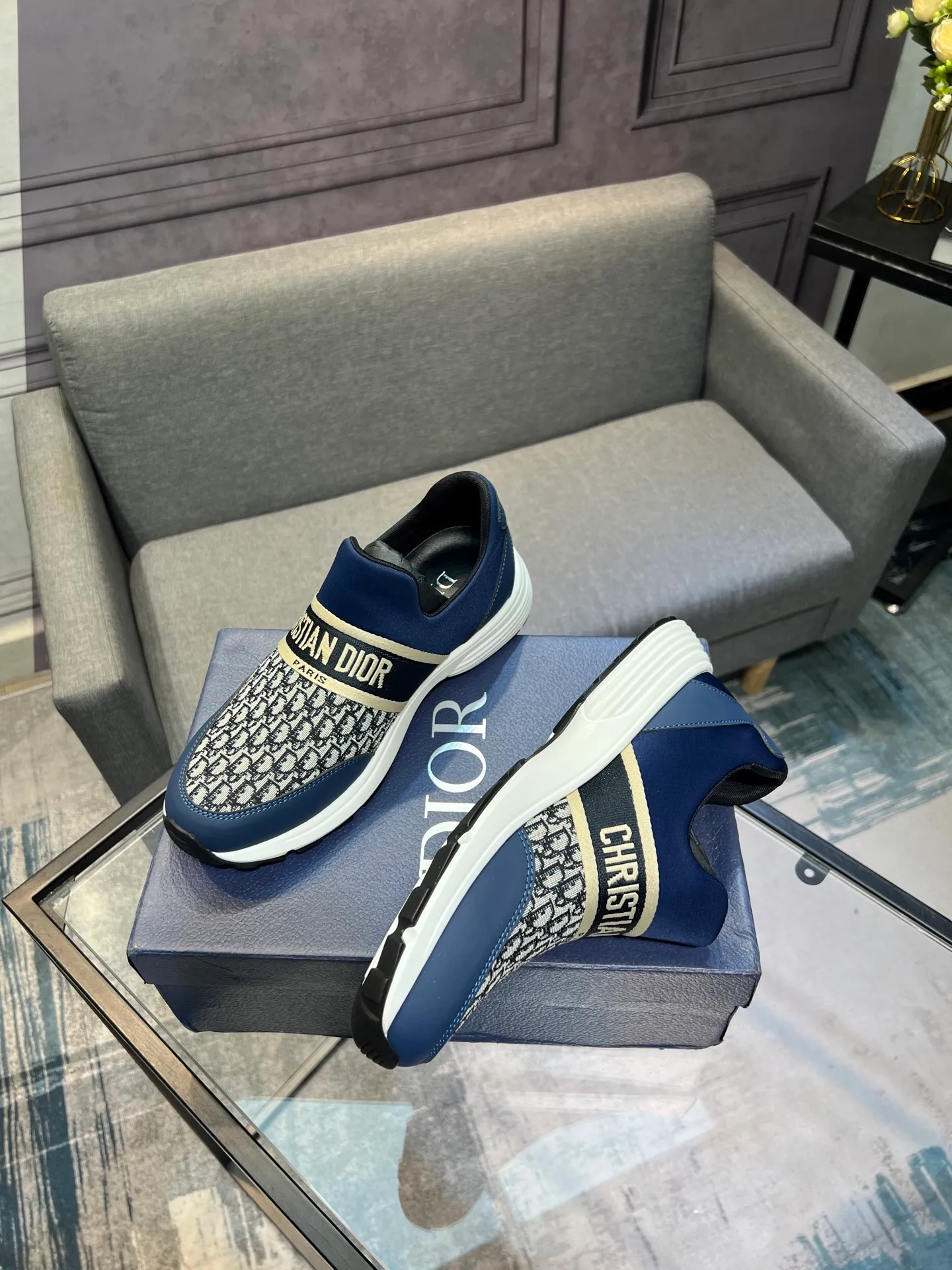 Men's shoes 💰420 [Dior] popular men's shoes, cowhide material splicing, mesh lining, original factory special sole, 38-45 (45 customized, non-refundable)